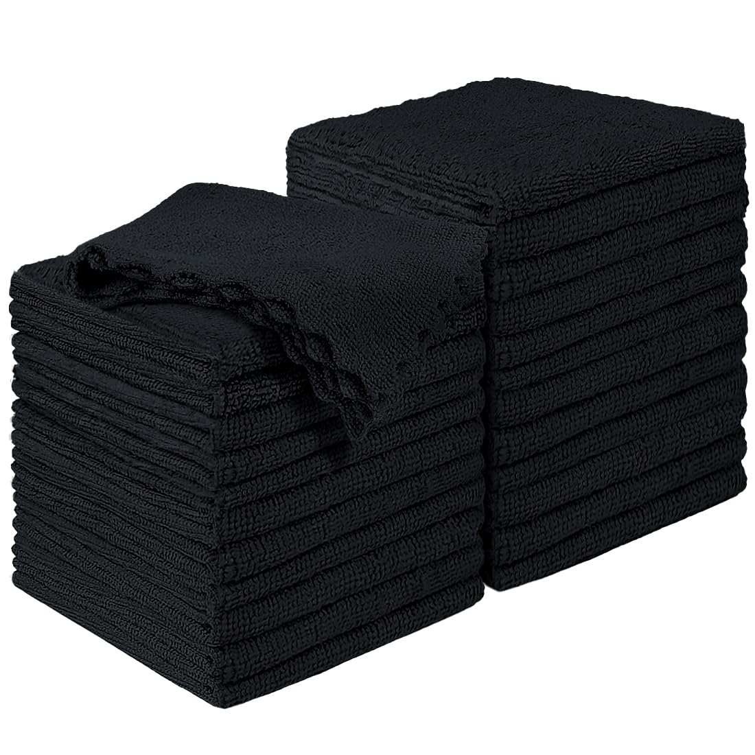 Black Microfiber Cleaning Cloths 24 Pack Cleaning Rags for Kitchen Lint Free Scratch-Free Highly Absorbent and Reusable Cleaning Towels for House Window and Glass Cars 11X9 inch