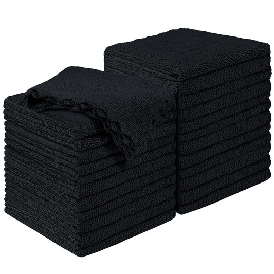Black Microfiber Cleaning Cloths 24 Pack Cleaning Rags for Kitchen Lint Free Scratch-Free Highly Absorbent and Reusable Cleaning Towels for House Window and Glass Cars 11X9 inch